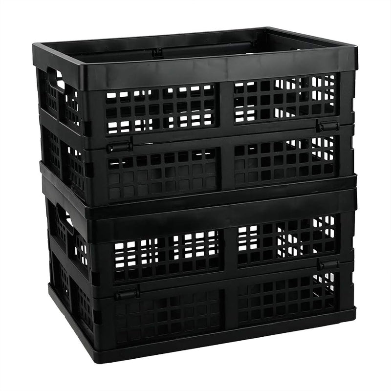 16 Liter Black Folding Storage Crates, Collapsible Crate Plastic Basket Bins, 2