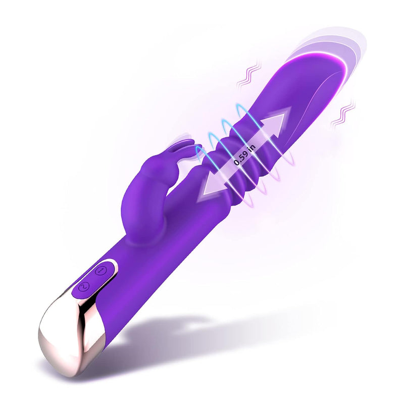 Thrusting Rabbit Vibrator Sex Toys For Women, 9.8" G-Spot Vibrator With 3 Thrust & 7 Vibration Modes, Waterproof Clitoral Stimulator With Bunny Ears, Rotating Dildo Vibrator For Men, Women & Couple