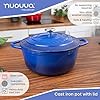 Cast Iron Dutch Oven with Lid – Non-Stick Ovenproof Enamelled Casserole Pot, Oven Safe up to 500° F – Sturdy Dutch Oven Cookware – Dark Blue, 6.4-Quart, 28cm