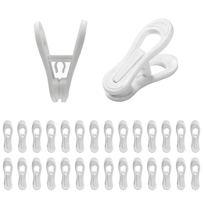 Hanger Clips For Hangers,30 Pcs Multi-Purpose Hanger Clips For Hangers White Fin