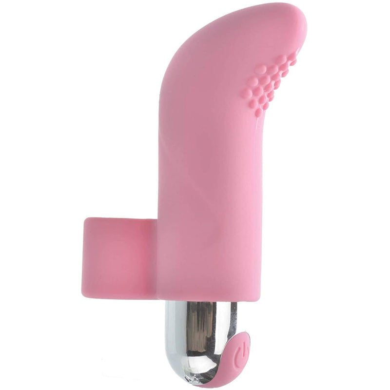 10-Function Silicone Rechargeable Finger Vibrator, 3.39", Pink