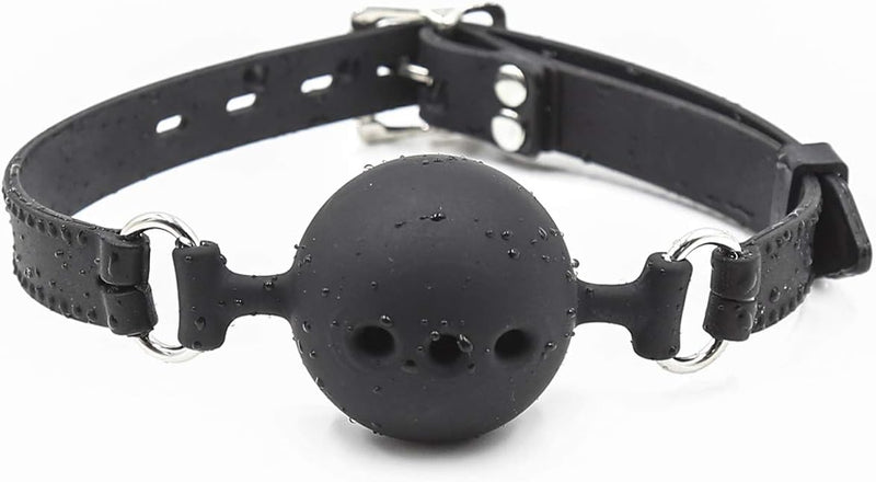 Breathable Black Silicone Sex Ball Gag, BDSM Restraints Sex Toys Bondage Gag for Sex