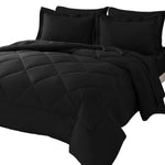 Queen Comforter Set With Sheets 7 Pieces Bed In A Bag Black All Season Bedding Sets With Comforter, Pillow Shams, Flat Sheet, Fitted Sheet And Pillowcases