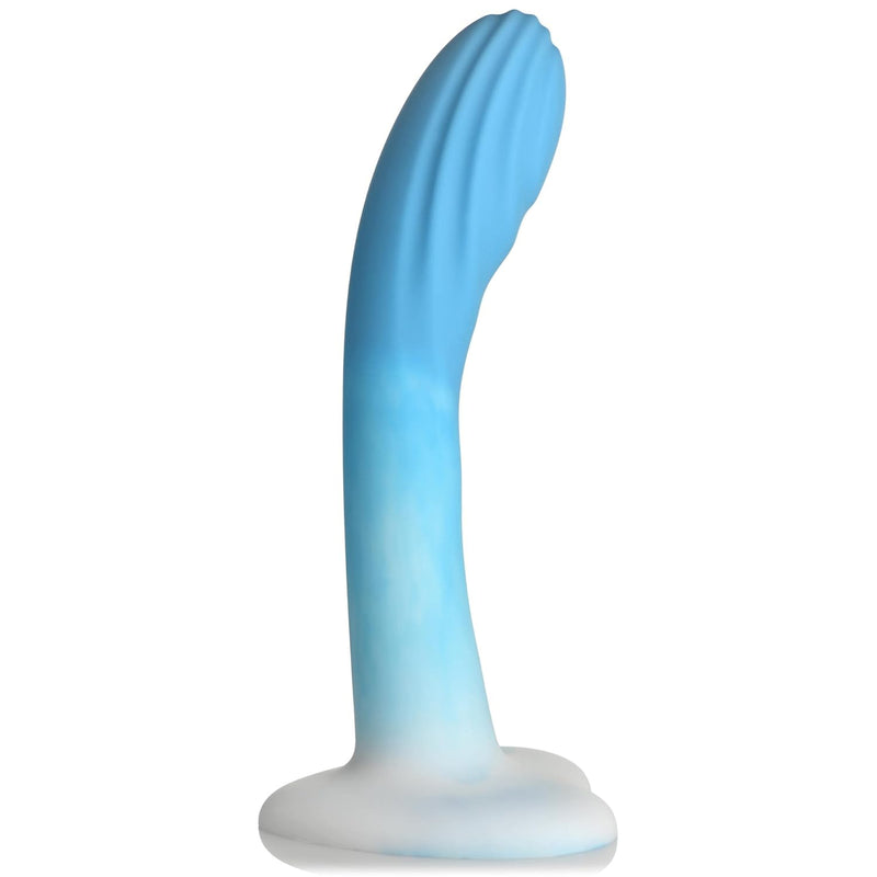 Simply Sweet G-Spot Silicone Dildo For Men, Women, & Couples. G-Spot Curved Dildo Made With Premium Silicone Wide Heart Shaped Base Firm & Flexible. 1 Piece, Blue.