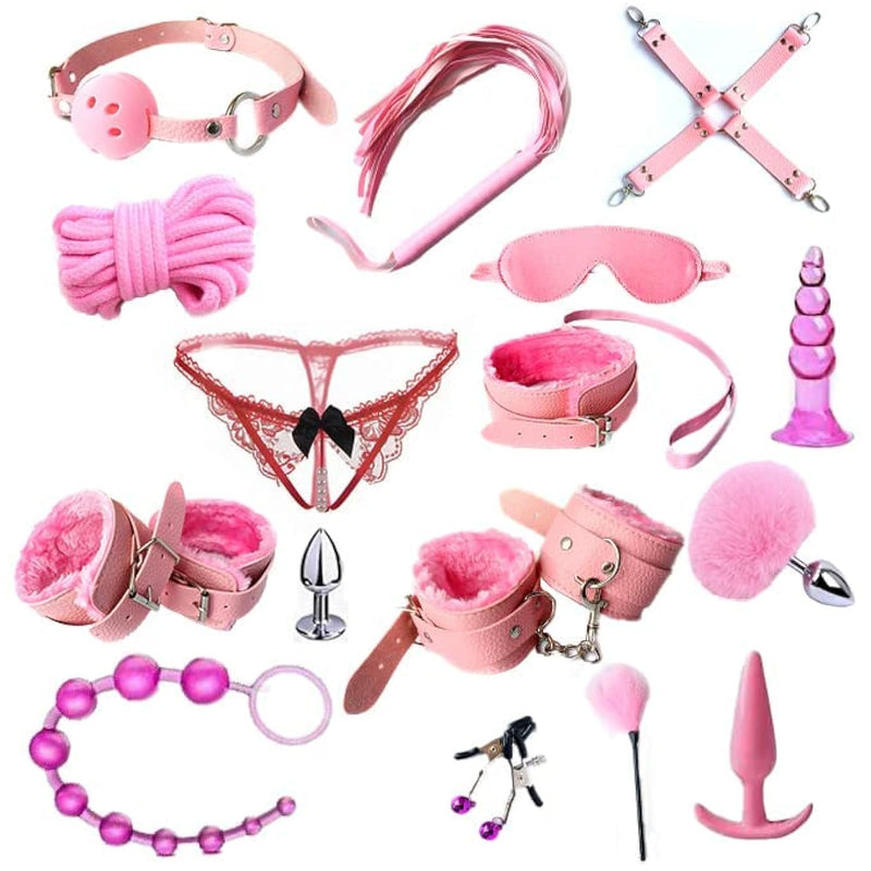 Bdsm Restraints Sex Toys 16Pc Bondage Restraints Set Fetish Bed Restraints Kits For Beginners,Gang Ball Play, Vibrators Massagers, Bondage Kit For Couples Sex