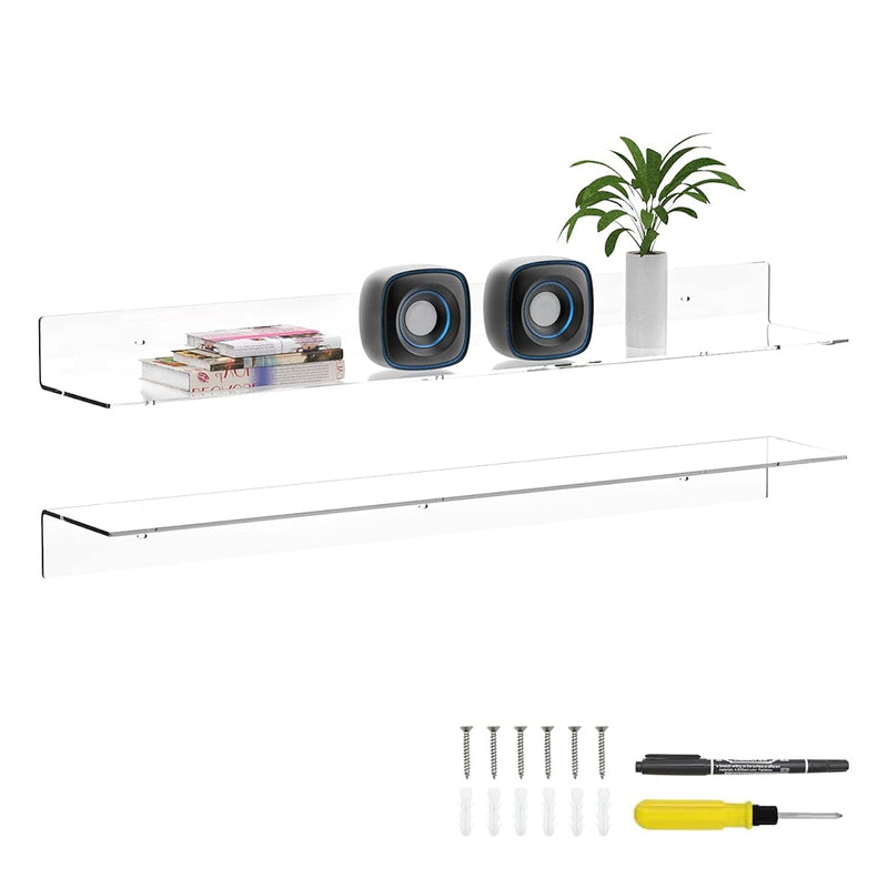 36 Inches Clear Long Floating Shelves For Wall, Acrylic Long Wall Shelf, Wall Mo