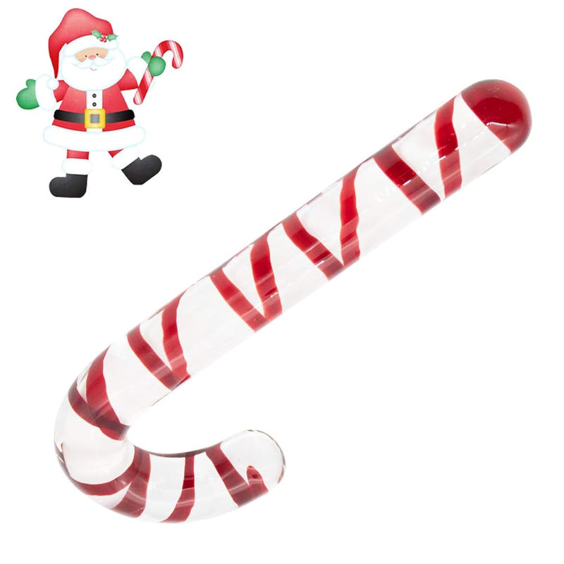 Glass Pleasure Wand, Crystal Dildo Christmas Gift Candy Cane Unisex Anal Butt Plug For Men Women