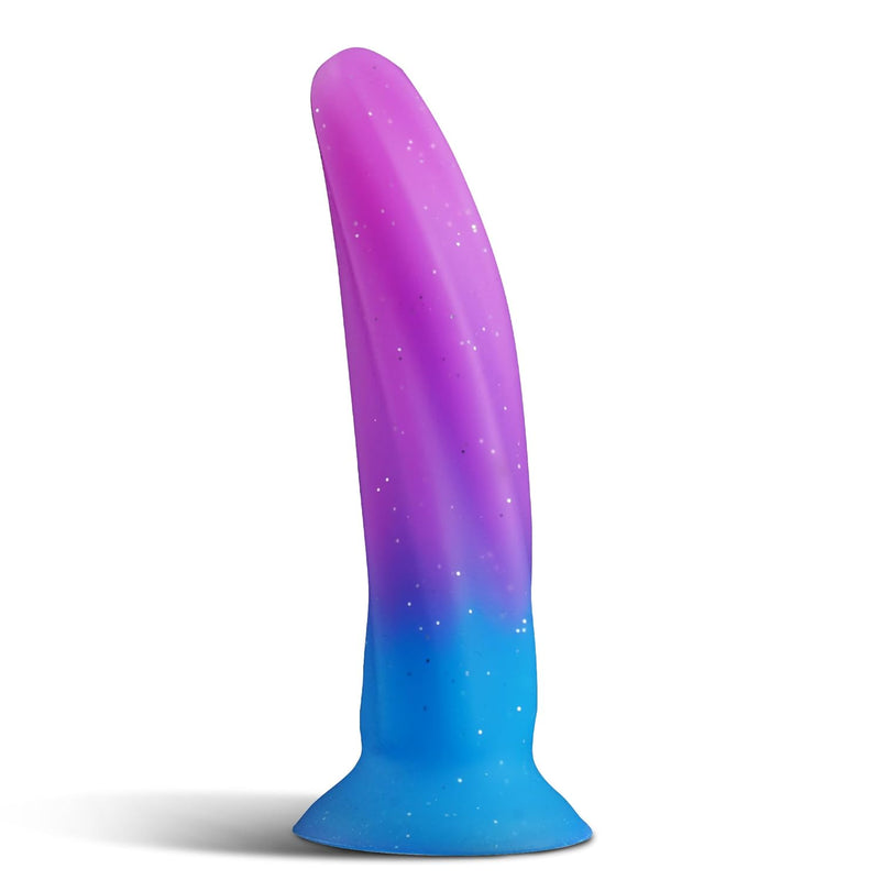 Silicone Dildo 6 Inch - Suction Cup Dildo Soft Dildo For G-Spot, Beginner Anal Dildo For Prostate, Fantasy Dildo With Thin Slim Purple Blue Surface, Butt Plug Adult Sex Toys Small Dildo For Men Women