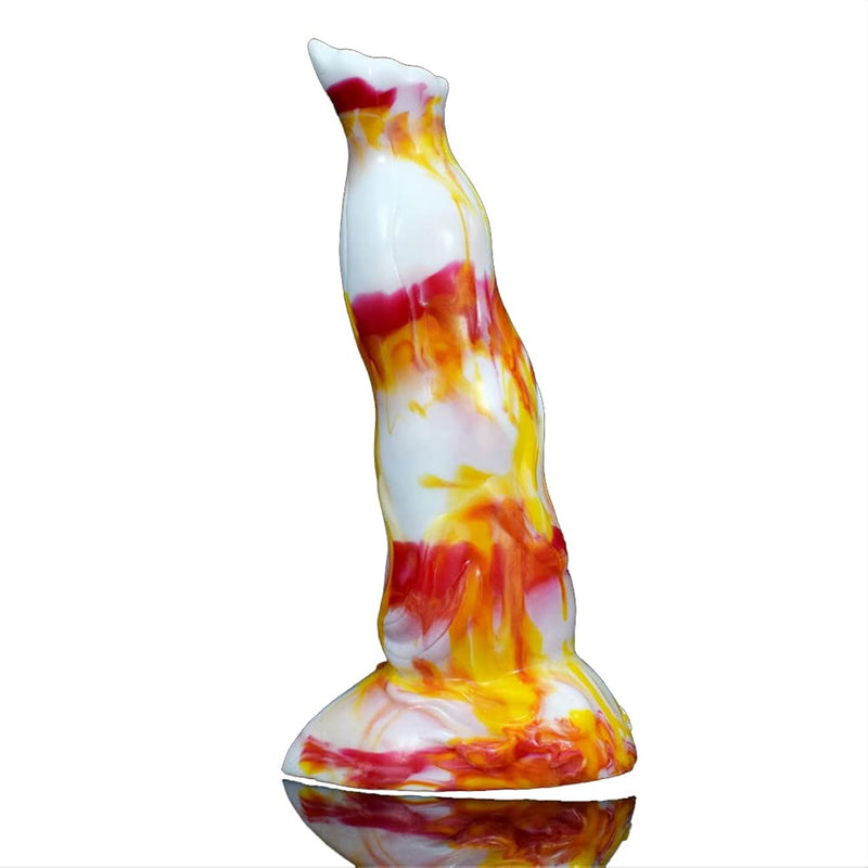 Soft Silicone Irregular Multi Colored Dildo Anal Toy Flexible Stimulate Gift For Lover (Red+Yellow+White)