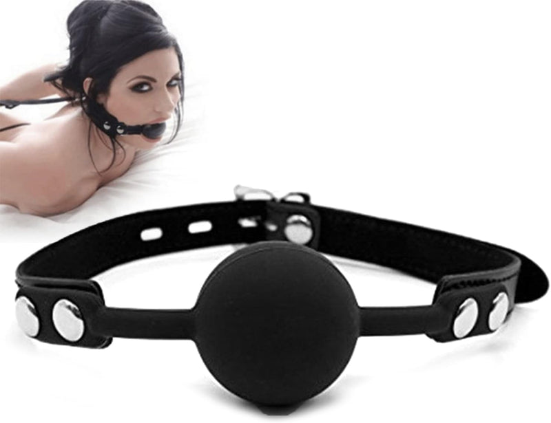 Leather Restraints Ball Mouth Plug Silicone Bondage Ball Gag Silicone Bondage Ball Gag for Sex, BDSM Restraints Toys Sex Gag Muzzles (B3)