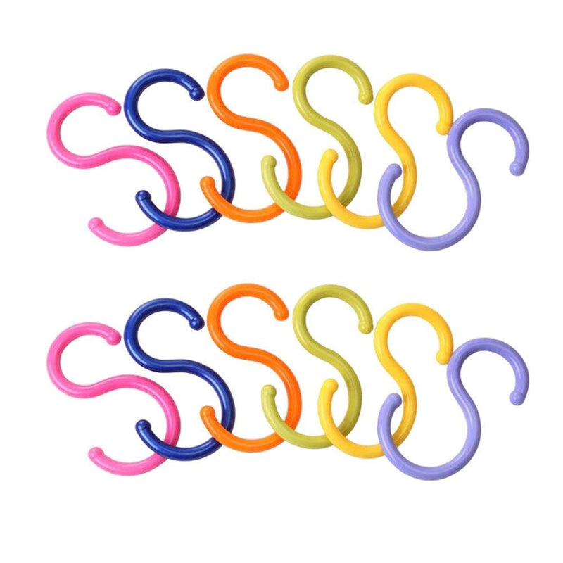 12Pcs(2 Packs) S Shaped Colorded Plastic Hanging Hooks,Shirt/Towel/Dress/Clothes