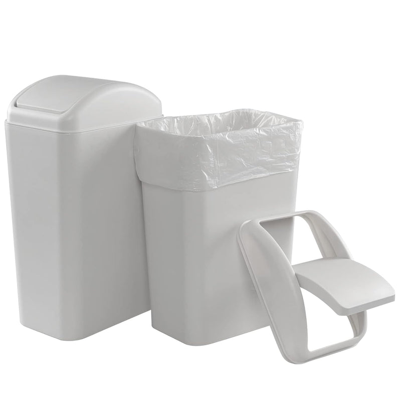 12 Liter Slim Plastic Trash Can, Swing Lid Garbage Can, 2-Pack