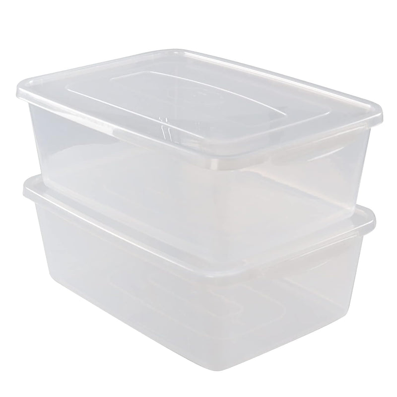 16 Quarts Clear Storage Bin With Lid, Shoe Box, Plastic Latch Boxes Set Of 2