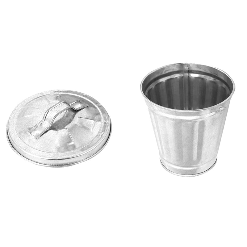 1Pc Mini Trash Can, Desktop Pail Metal Wastebasket Garbage Can Flower Pot Metal