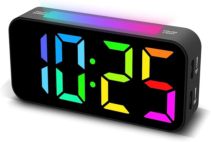 Loud Alarm Clocks for Bedrooms Heavy Sleepers, Digital Bedside Clock with Night Light, Large Display, Dual Alarm, Snooze, Dimmable for Kids Teens Boys Girls