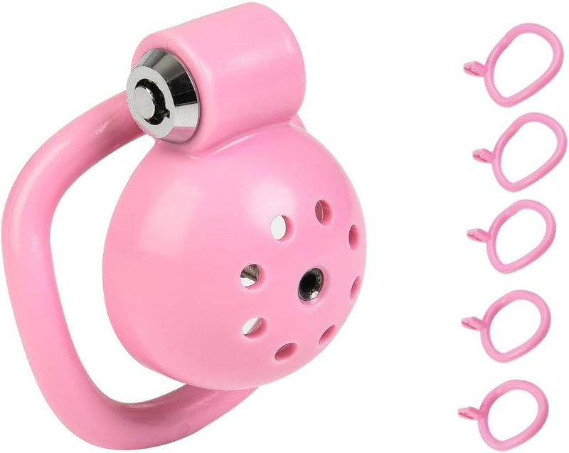 Male Chastity Device Tease Locked Cock Cage Penis Exercise for Men（Pink）