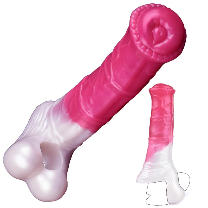 Multi Color Penis Sleeve Ring Silicone Made Artificial Horse Dildo Sleeve Sheath Extender Enlarger Extension Soft