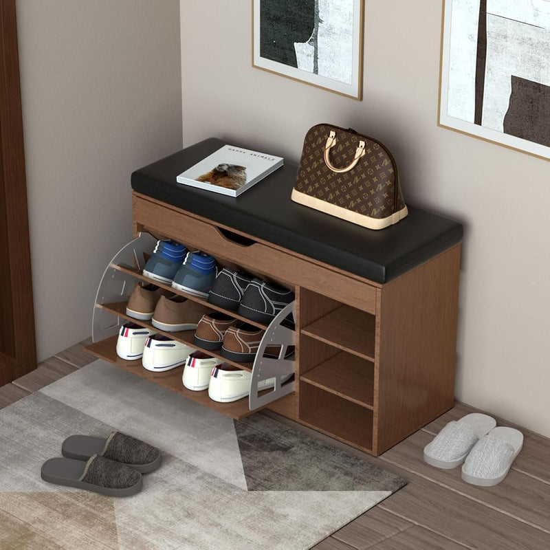 Shoe Cabinet Shoe Rack For Entryway With Sitting Stool Shoe Storage Cabinet For