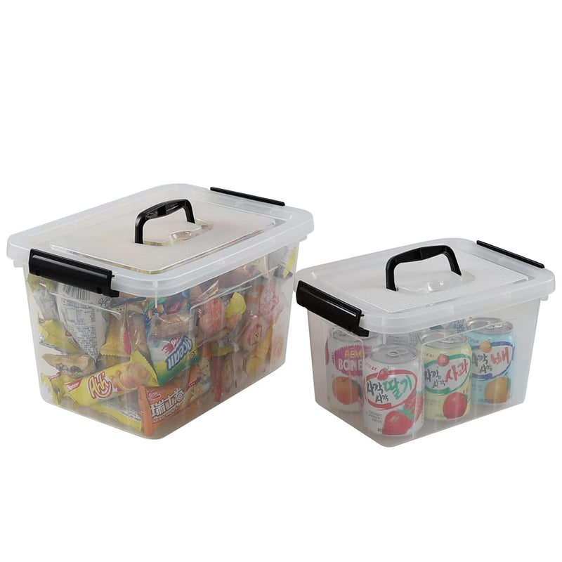 2 Packs Clear Storage Boxes With Lids, 12 Quarts & 6 Quarts Plastic Latching Bin