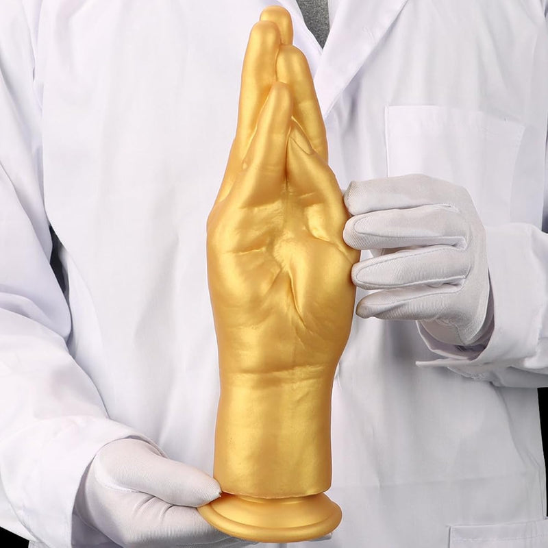 Silicone Golden Anal Plug For Fist Sex, Realistic Large Hand Dildo With Suction Cup Fist Sm Anal Plugs Butt Plug Vaginal Anal Fisting G-Spot Anal Pleasure Trainer Penis Sex Toy For Men Women