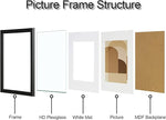 12x12 Black Picture Frame Set of 9, Display Pictures 8x8 with Mat or 12 x 12 without Mat, Multi Collage Gallery Square Photo Frames for Wall