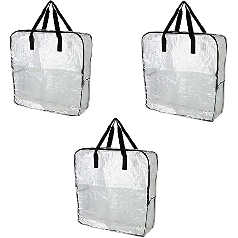 Dimpa 3 Pcs Extra Large Storage Bag, Clear Heavy Duty Bags, Moth And Moisture Pr