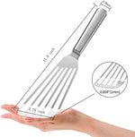 Spatula Set Stainless Steel Thin Metal Egg Spatula Flipper Slotted Frying Turners for Cooking 2pack (11.8inch)