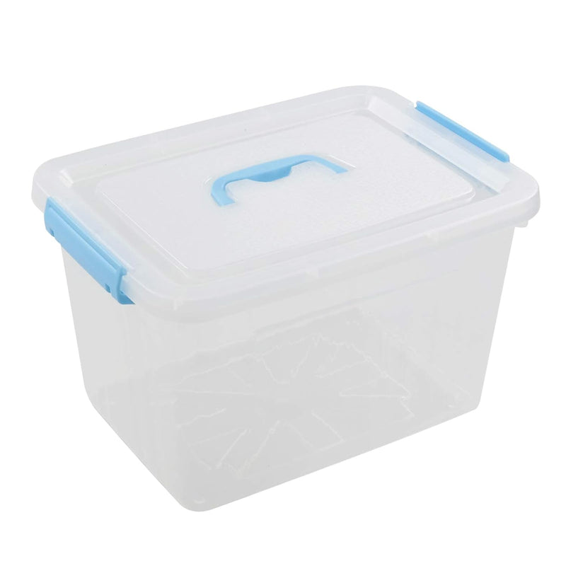 12 L Plastic Storage Bin With Lid, Clear Transparent Box With Handles Set Of 1