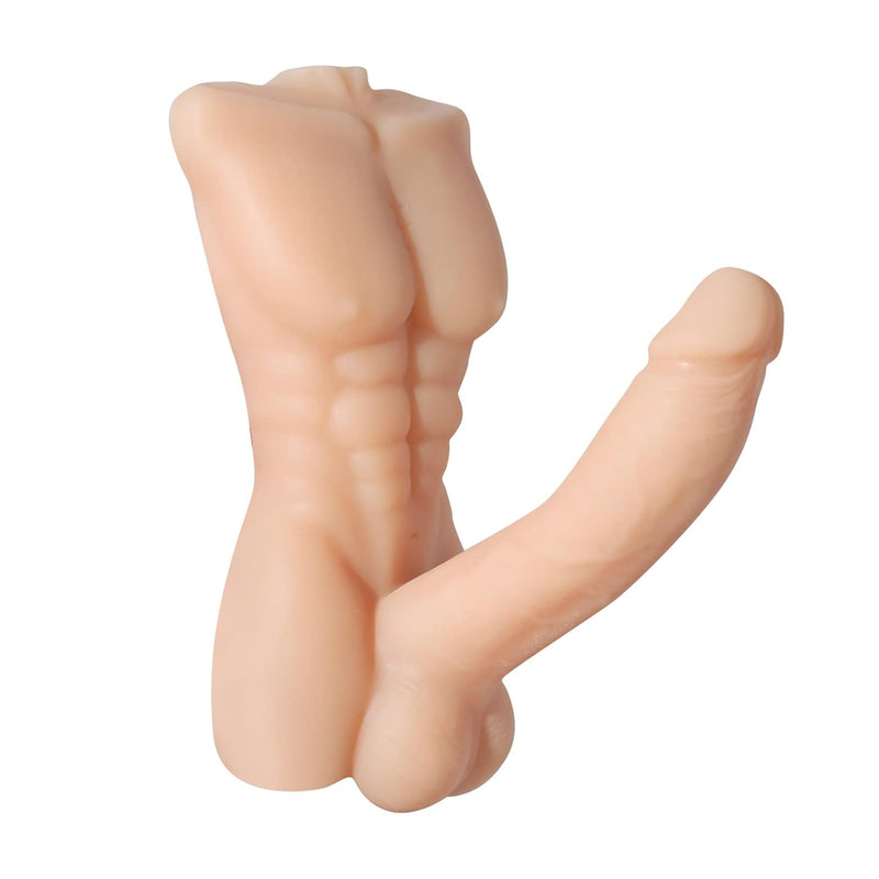 Super Mini Male Torso Sex Doll For Women With Realistic Flexible Dildo, G- Spot Vibrating Men Penis Love Doll For Women Masturbation Couples Sex Toy - 7.48X4.33X6.89 Inch (A Little Bigger Than Palm)…