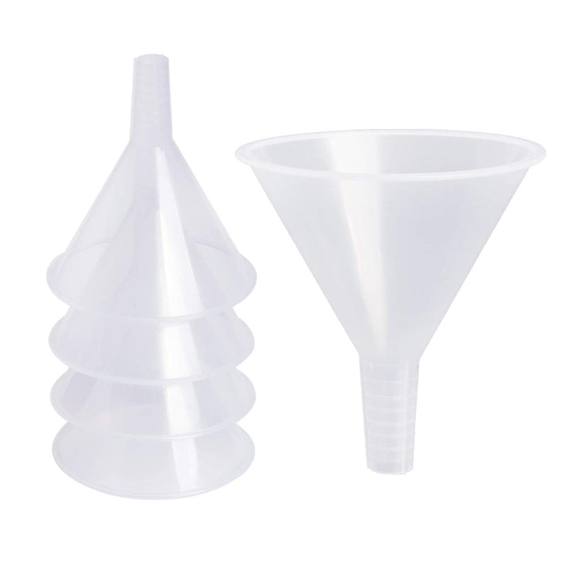 6 Pack Plastic Funnels, 4.6 Inch Multi-Purpose Clear Plastic Funnels with Long Reaching Spout for Science Lab Bottle Filling Liquid,Water Bottle,Easy and Smooth Transfer