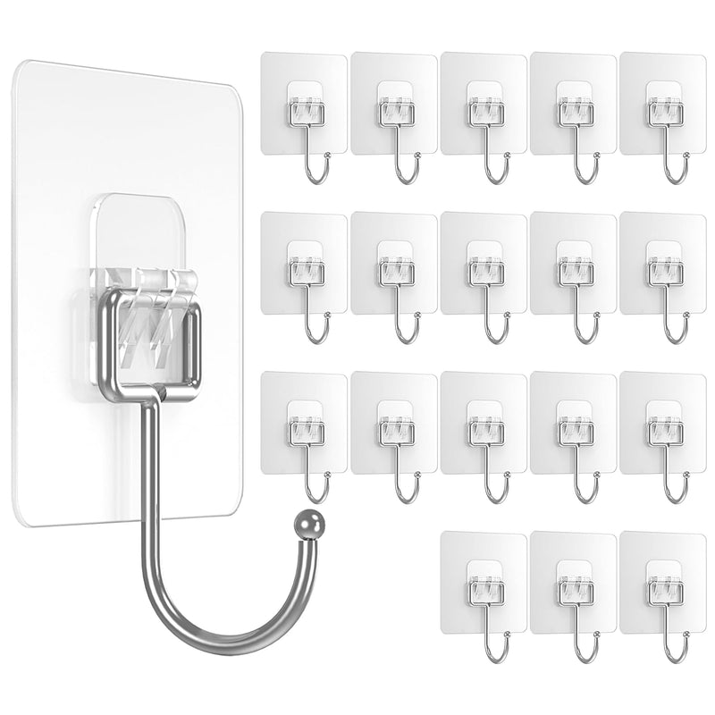 18Pack Large Adhesive Hooks, 33Lb Heavy Duty Ceiling Wall Door Hanging Hooks, St