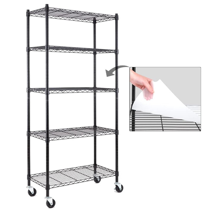 Efine 5-Shelf Shelving Units And Storage On 3'' Wheels With 5-Shelf Liners, Nsf