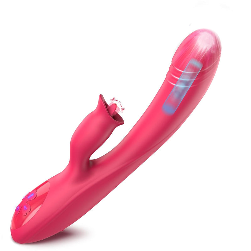 Pulsing Rabbit Vibrator Dildo For Women - G Spot Rabbit Vibrator With 7 Pulsing 7 Licking 10 Vibrations For Clitoral Nipple Stimulation, Waterproof Silicone Adult Sex Toys For Woman Couples Pleasure