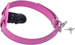 Leather Lockable Ball Gag w/Lock Bondage Fetish Restraint Slave Roleplay Gimp 4 (Hot Pink, Short)