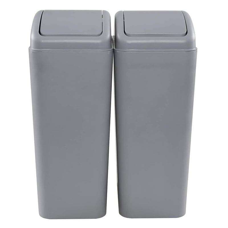 14 Liter Plastic Trash Can With Lid, Kitchen Bathrooom Office Garbage Bin Set Of