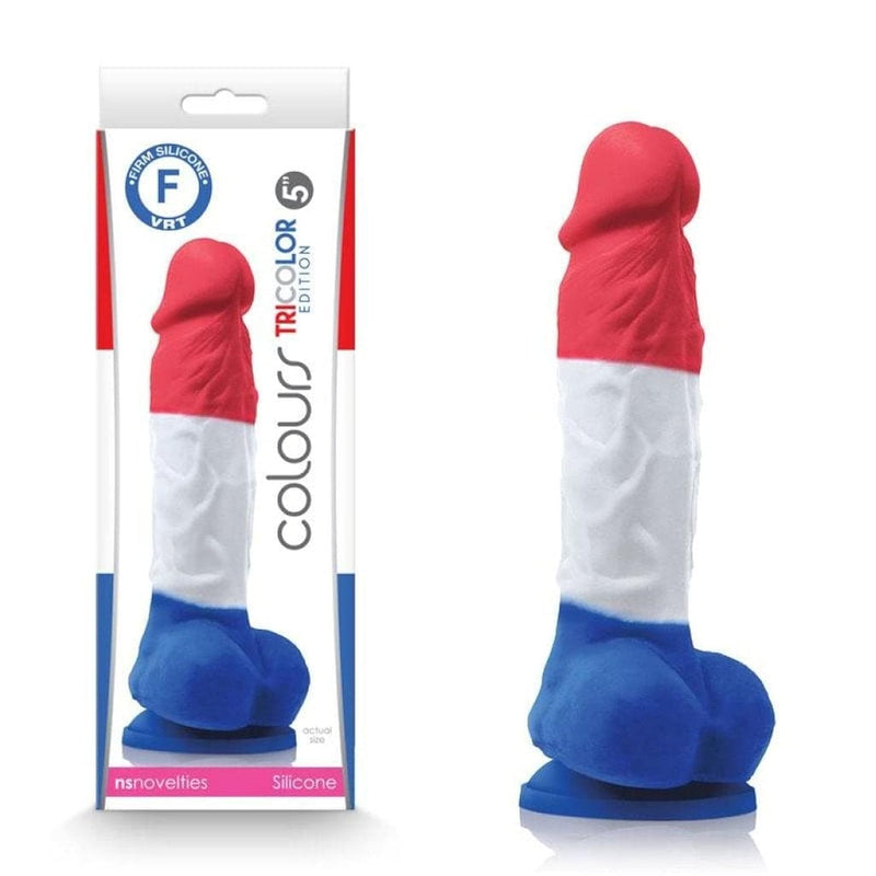 Colours Pleasures - Tricolor 5 Inch Dildo - Red, White, And Blue, Red,White,Blue