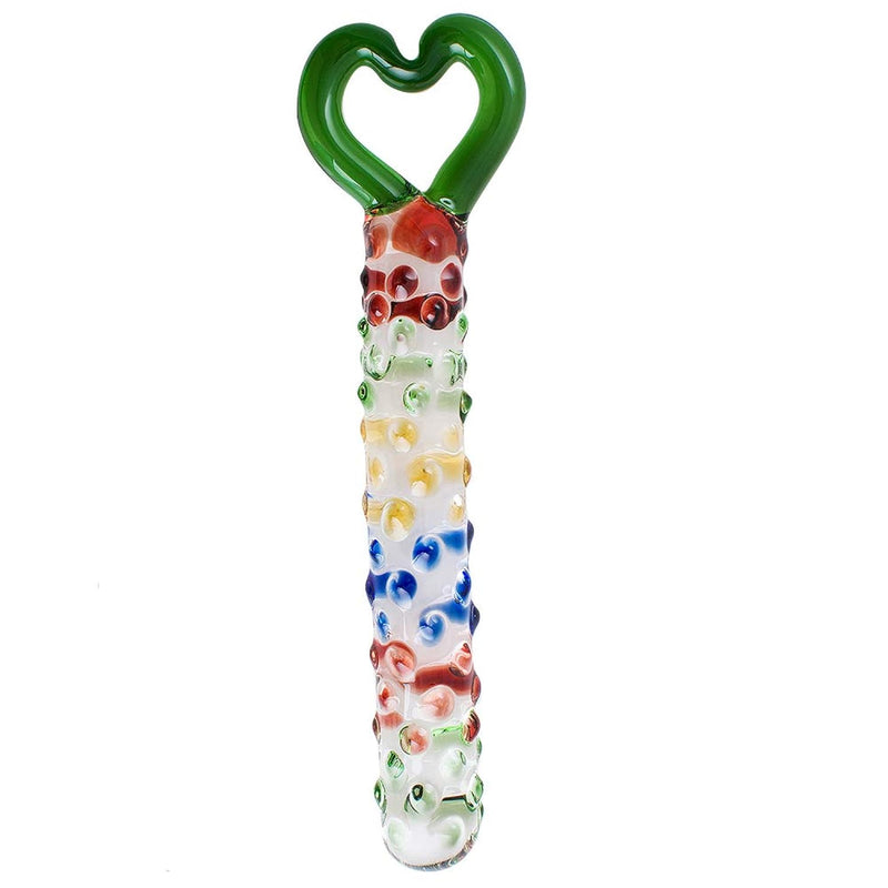 Heart-Shaped Glass Dildo Crystal G-Spot Stimulator Sex Pleasure Wand Female Masturbator