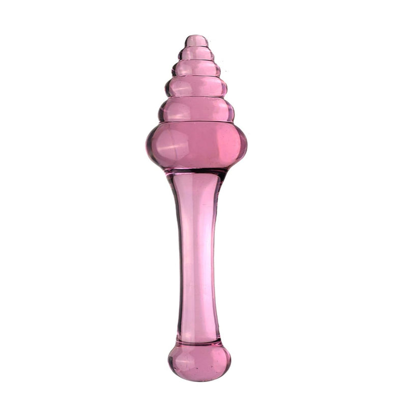 Crystal Glass Wand Dildo Penis, 7.68'' Long Threaded Glass Fairy Wand Anal Beads Vaginal G-Spot Stimulation Anus Masturbation Massage Butt Plug Double Dildo Anal Sex Toys For Women Men (Pink)