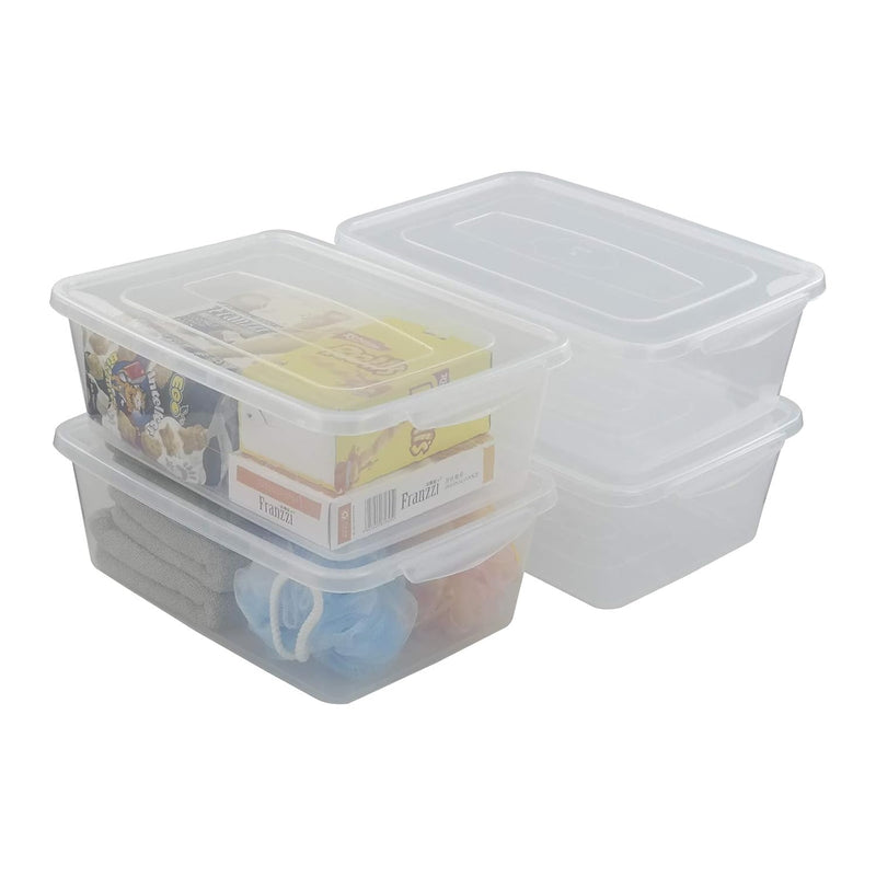 14 Quart Plastic Storage Bins With Lid, Clear Latching Box, Set Of 4