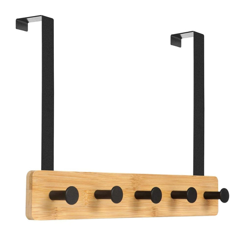 Wooden Over The Door Hooks 5 Hooks Door Hanger, Sturdy Heavy Duty Coat Rack For