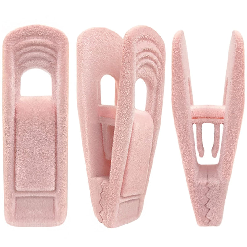 Light Pink Velvet Hangers Clips 20 Pcs, Non-Slip Velvet Clip For Pants Suit Skir