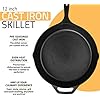 Saute Fry Pan - Chefs Pan, Pre-Seasoned Cast Iron Skillet - Frying Pan 12 Inch - Safe Grill Cookware for Indoor & Outdoor Use - Cast Iron Pan - Cooking Gifts for Men & Women (Black)