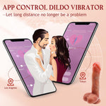 Thrusting Dildo Vibrator Sex Toys, Realistic Dildo for G Spot Anal Stimulation with APP Remote Control Dildo, Blowjob Silicone Dildo with 10 Vibration 5 Thrust Mode Adult Sex Toy for Women Couple