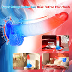 Huge Thick Clear Dildo 2.38" Diameter “11" Long, XL Big Fat G Spot Anal Dildos with Strong Suction Cup, Red Blue Jelly Soft Real Dildo Women Couples Male Adult Sex Toys, Strap On Penis Female Sex Toy