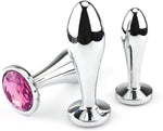 Anal Plug Adult Toys, 3Pcs Anal Butt Plug Set Metal Butt Plug Sex Toys Luxury Jewelry Design Fetish Anal Toys for Adult Unisex (Pink)