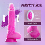 Thrusting Dildo Vibrator - 9.25" Heating Realistic G-Spot Vibrator for Women Couples, Remote-Controlled Adult Sex Toy with 3 Thrusting Speeds, 10 Vibration Modes & Suction Cup Base