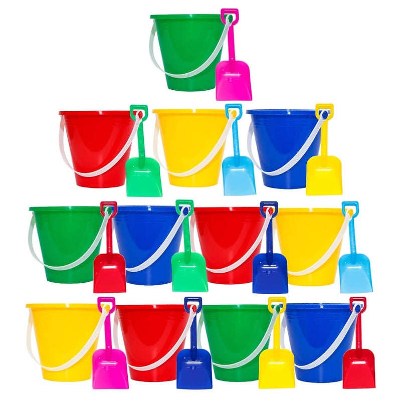 12 Pack 5'' Inch Sand Beach Buckets Pail With Beach Shovels,Sand Bucket Wat