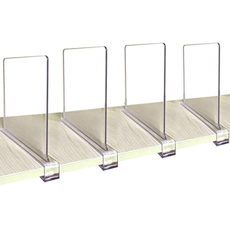 Acrylic Shelf Dividers For Closets,Wood Shelf Dividers, 4 Pcs Clear Shelf Separa