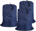 Washable Travel Laundry Bag with Drawstring (3 Pack), Large Dirty Clothes Bag Fit a Laundry Basket or Clothes Hamper, Enough to Hold 4 Loads of Laundry,26x39 inches Navy Blue 3