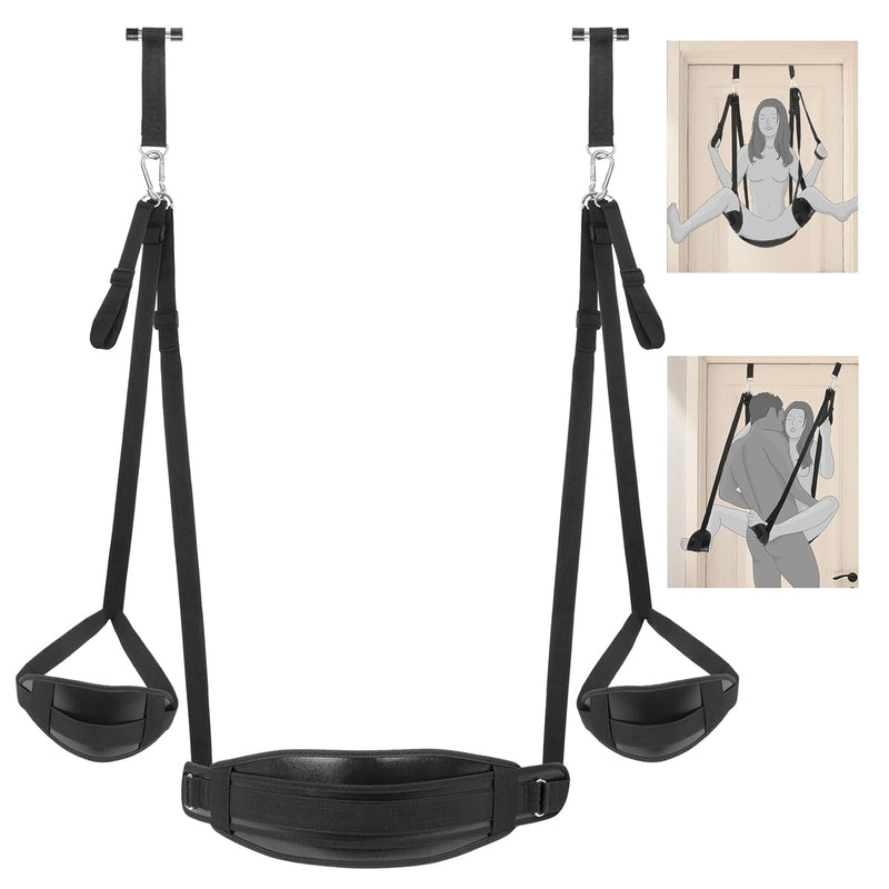 Door Sex Swing With Seat Adult Sex Toys For Couples Leather Cushion Thick Fluff,With Adjustable Straps Holds Up To 300Lbs